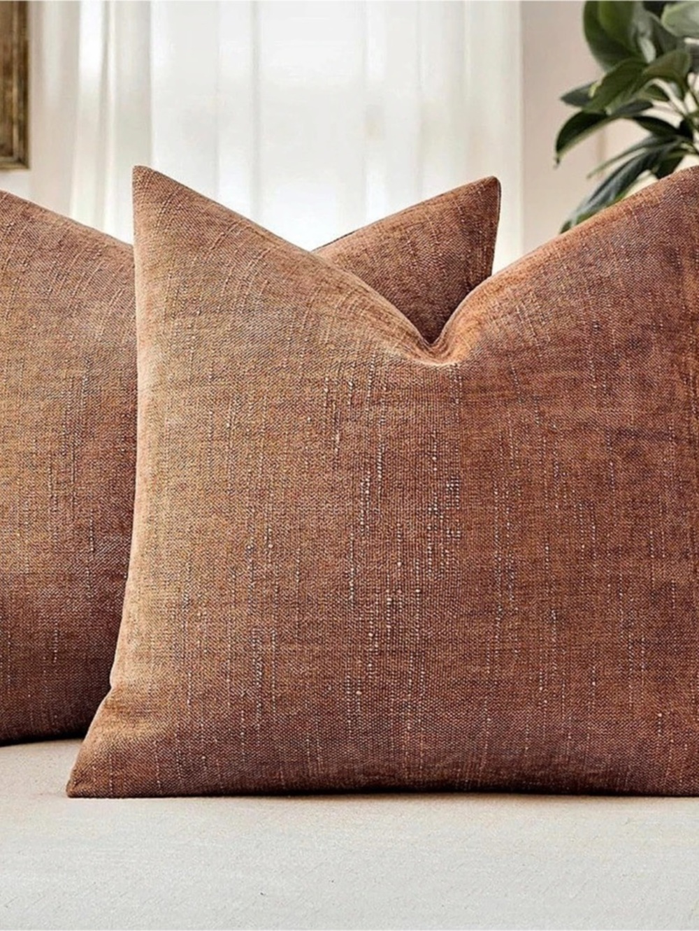 Brown Textured Accent Pillow Covers Set